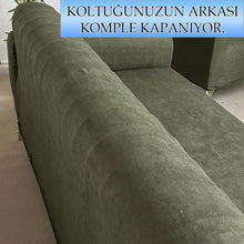 Görseli Galeri görüntüleyiciye yükleyin, Süet Kumaş Haki 3+3+1+1 Komple Giydirme Kanepe&amp;Çekyat, Bohem, vb. Modeller Koltuk Kılıfı
