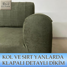 Görseli Galeri görüntüleyiciye yükleyin, Süet Kumaş Haki 3+3+1+1 Komple Giydirme Kanepe&amp;Çekyat, Bohem, vb. Modeller Koltuk Kılıfı
