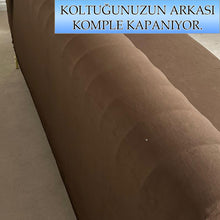 Görseli Galeri görüntüleyiciye yükleyin, Süet Kumaş Kahverengi Çift Kişilik Komple Giydirme 2&quot;Li kanepe Bohem Tarzı koltuk Kılıfı

