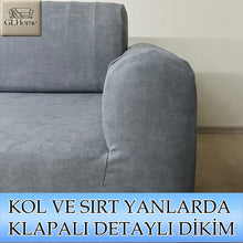 Görseli Galeri görüntüleyiciye yükleyin, Süet Kumaş Koyu Gri 3+2+1+1 Komple Giydirme Kanepe-Çekyat, Bohem, vb. Model Koltuk Kılıfı
