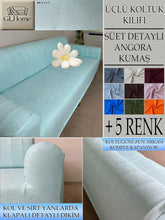 Görseli Galeri görüntüleyiciye yükleyin, Süet Kumaş Mint 3Lü Komple Giydirme Kanepe &amp; Çekyat, Bohem, Porto, Vb. Model Koltuk Kilifi
