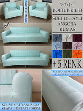 Görseli Galeri görüntüleyiciye yükleyin, Süet Kumaş Mint 3+3+1+1 Komple Giydirme Kanepe&amp;Çekyat, Bohem, vb. Modeller Koltuk Kılıfı
