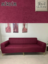 Görseli Galeri görüntüleyiciye yükleyin, Süet Kumaş Mürdüm 3+3+1+1 Komple Giydirme Kanepe&amp;Çekyat, Bohem, vb. Modeller Koltuk Kılıfı
