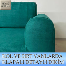 Görseli Galeri görüntüleyiciye yükleyin, Süet Kumaş Zümrüt 3+2+1+1 Komple Giydirme Kanepe-Çekyat, Bohem, vb. Model Koltuk Kılıfı
