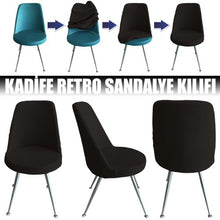 Görseli Galeri görüntüleyiciye yükleyin, KR-10 Kadife Kumaş Retro Model Sandalye Kılıfı Siyah
