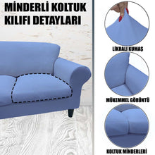 Görseli Galeri görüntüleyiciye yükleyin, MPT-07 Bal Peteği Kumaş Minderli Tekli Koltuk Kılıfı - Mavi

